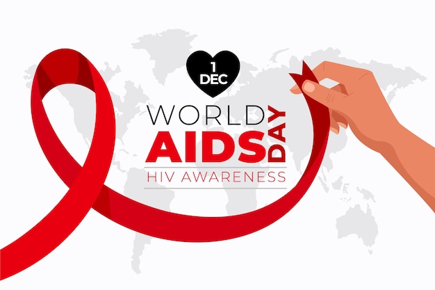 Fondo piatto disegnato a mano della giornata mondiale dell'aids