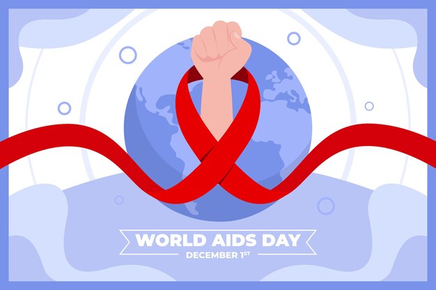 Hand drawn flat world aids day background