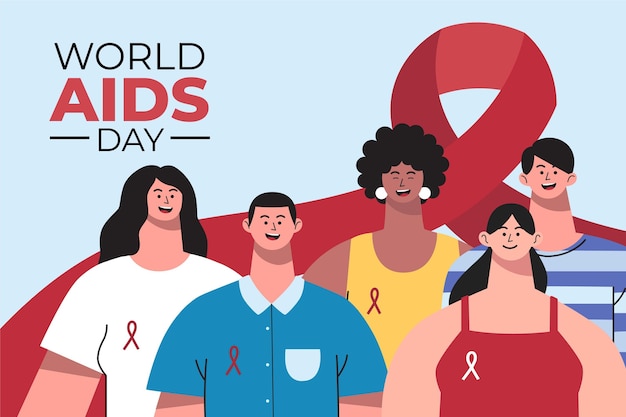 Free vector hand drawn flat world aids day background