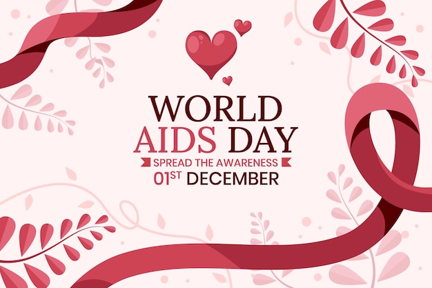 Hand drawn flat world aids day background