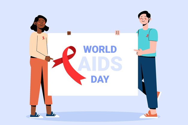 Hand drawn flat world aids day background