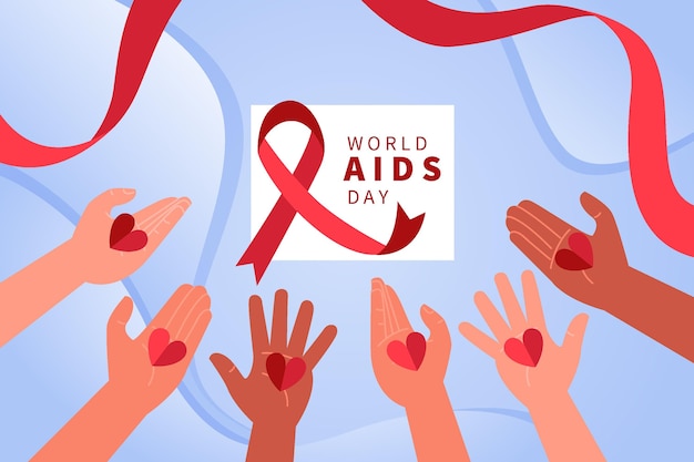 Fondo piatto disegnato a mano della giornata mondiale dell'aids