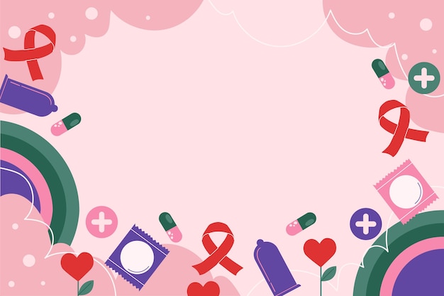 Fondo piatto disegnato a mano della giornata mondiale dell'aids