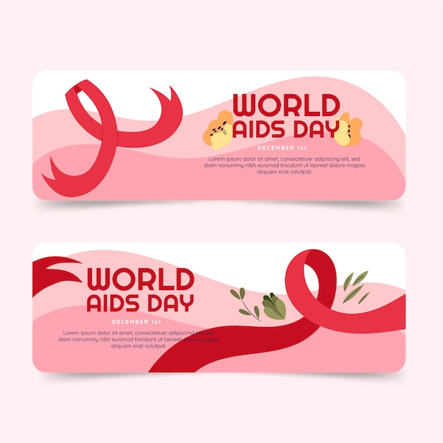 Free vector hand drawn flat world aids day horizontal banners set