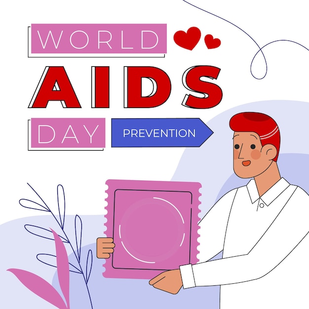 Vettore gratuito illustrazione piatta disegnata a mano per la giornata mondiale dell'aids