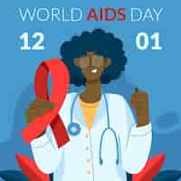 Vettore gratuito illustrazione piatta disegnata a mano per la giornata mondiale dell'aids