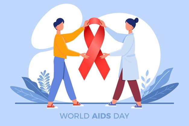 Vettore gratuito illustrazione piatta disegnata a mano per la giornata mondiale dell'aids