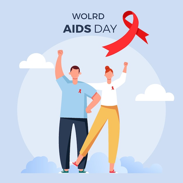 Illustrazione piatta disegnata a mano per la giornata mondiale dell'aids