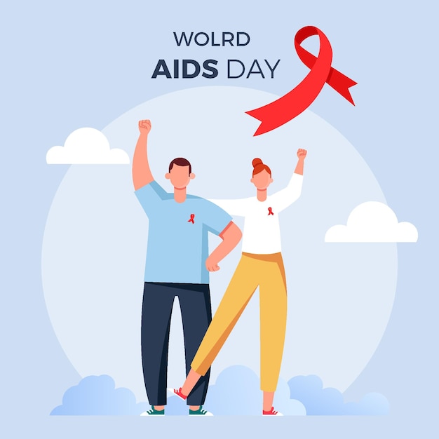 Illustrazione piatta disegnata a mano per la giornata mondiale dell'AIDS