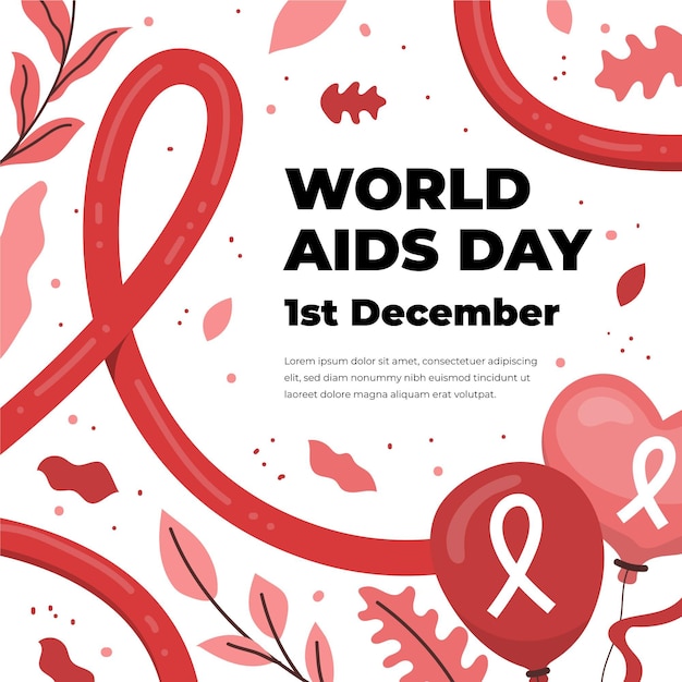 Illustrazione piatta disegnata a mano per la giornata mondiale dell'aids