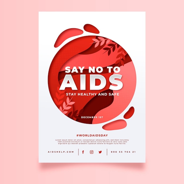 Modello di poster verticale piatto disegnato a mano per la giornata mondiale dell'aids