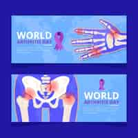 Free vector hand drawn flat world arthritis day horizontal banners set