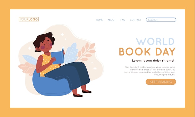 Free vector hand drawn flat world book day landing page