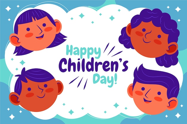 Free vector hand drawn flat world children's day background