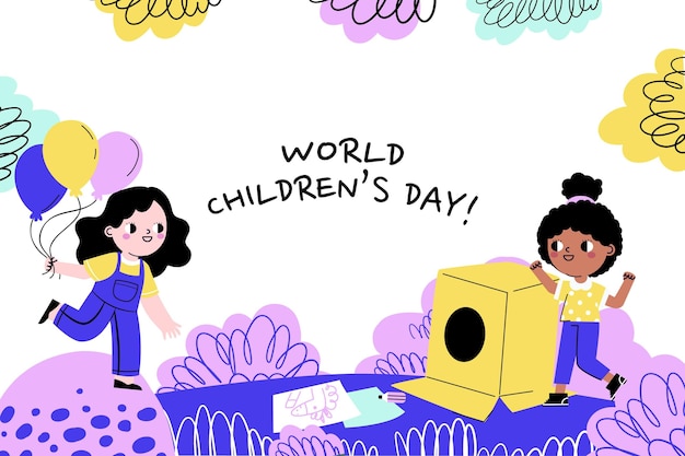 Free vector hand drawn flat world children's day background