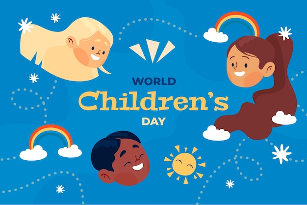 Hand drawn flat world children's day background