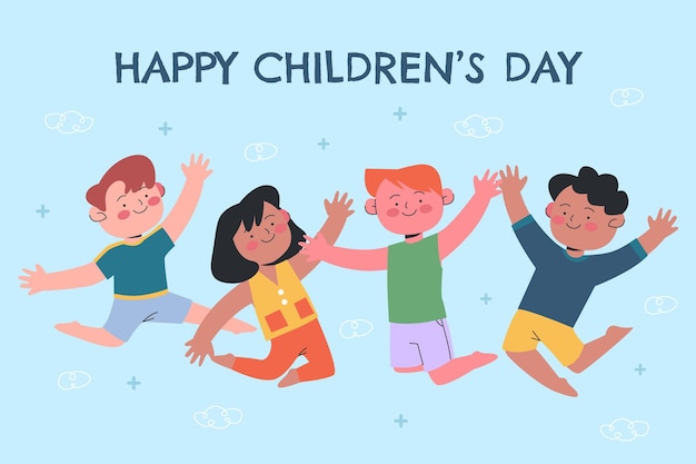 Free vector hand drawn flat world children's day background