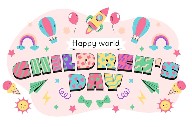 Free vector hand drawn flat world children's day background