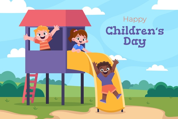 Free vector hand drawn flat world children's day illustration