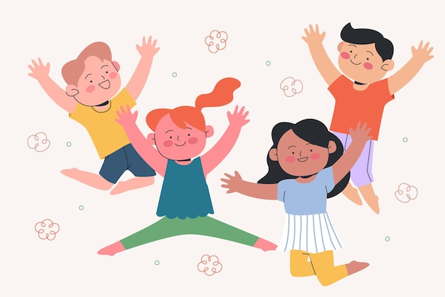 Hand drawn flat world children's day illustration