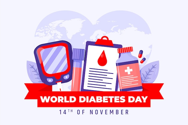 Hand drawn flat world diabetes day background