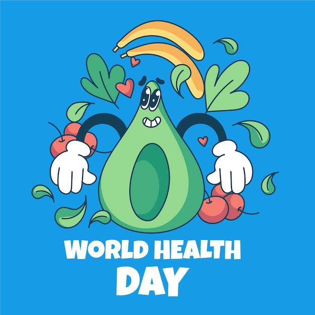 Hand drawn flat world health day background