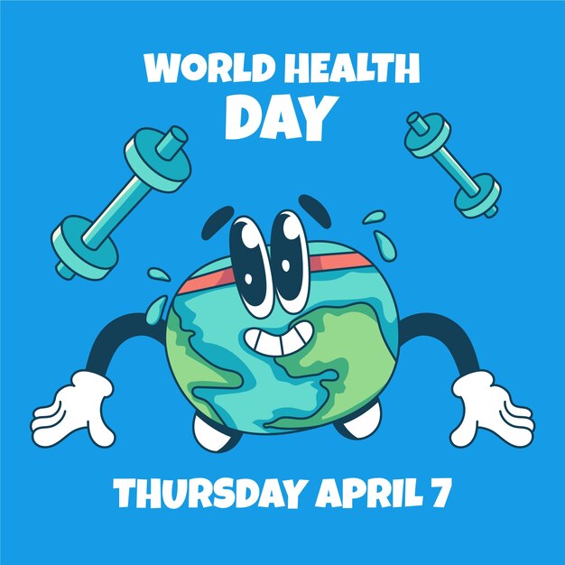 Hand drawn flat world health day background