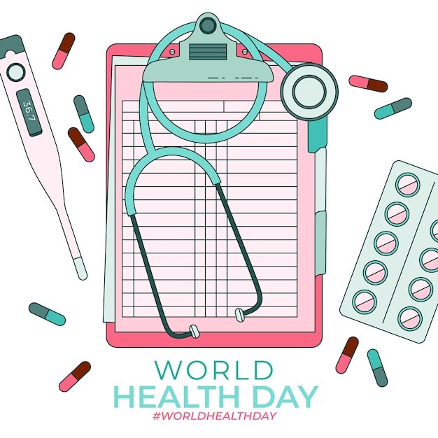 Free vector hand drawn flat world health day illustration