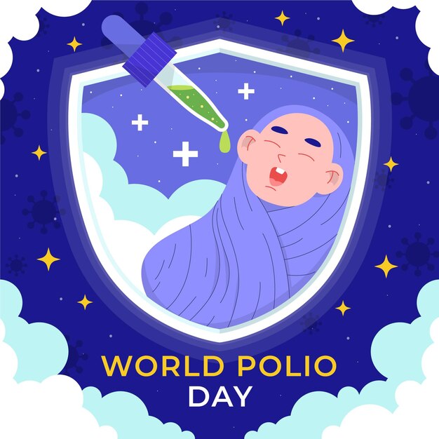 Hand drawn flat world polio day illustration