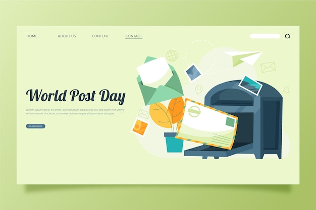 Hand drawn flat world post day landing page template