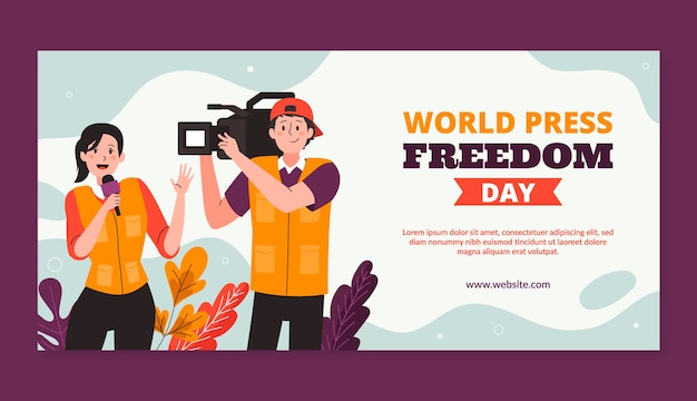 Ручно нарисованный шаблон горизонтального баннера Всемирного дня свободы прессы