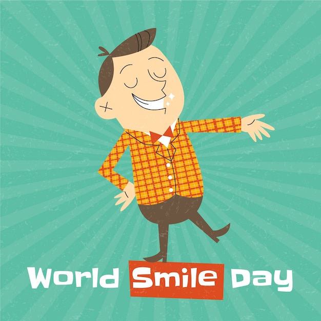 Free vector hand drawn flat world smile day background with man smiling