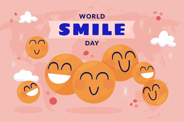 Free vector hand drawn flat world smile day background