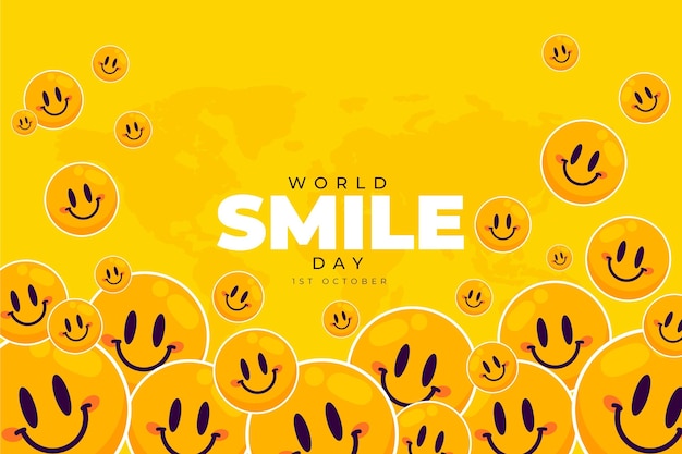 Hand drawn flat world smile day background