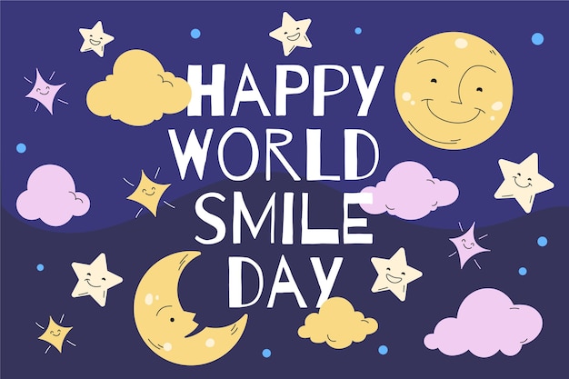 Hand drawn flat world smile day background