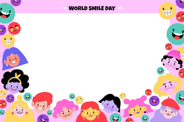 Hand drawn flat world smile day background