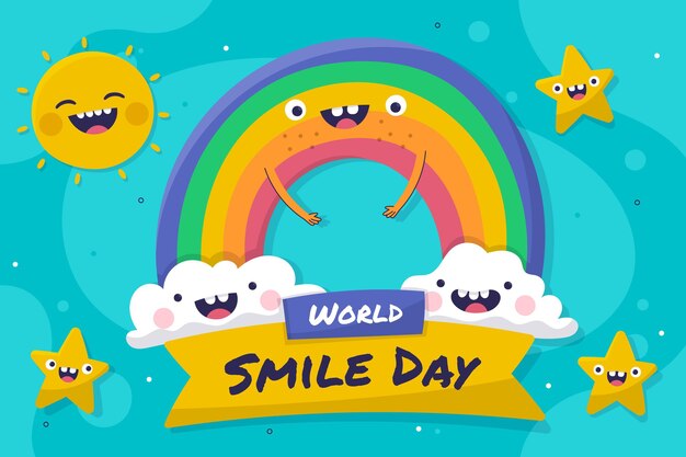 Free vector hand drawn flat world smile day background