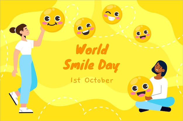 Free vector hand drawn flat world smile day background