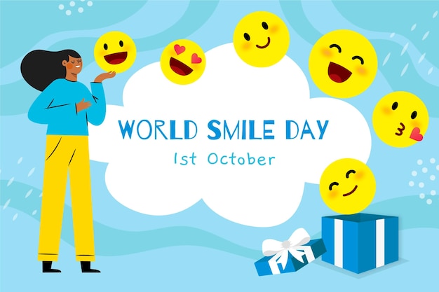 Free vector hand drawn flat world smile day background