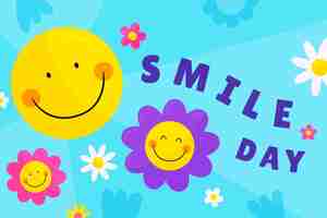 Free vector hand drawn flat world smile day background