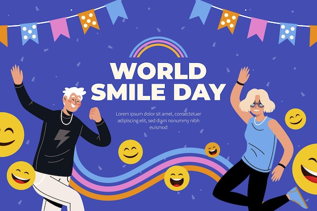 Free vector hand drawn flat world smile day background