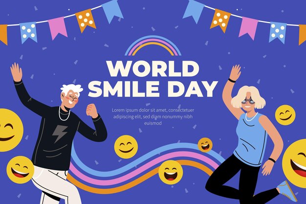 hand drawn flat world smile day background
