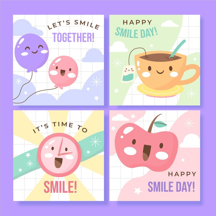 免費 Vector 手繪的平面世界微笑日 instagram 帖子收藏