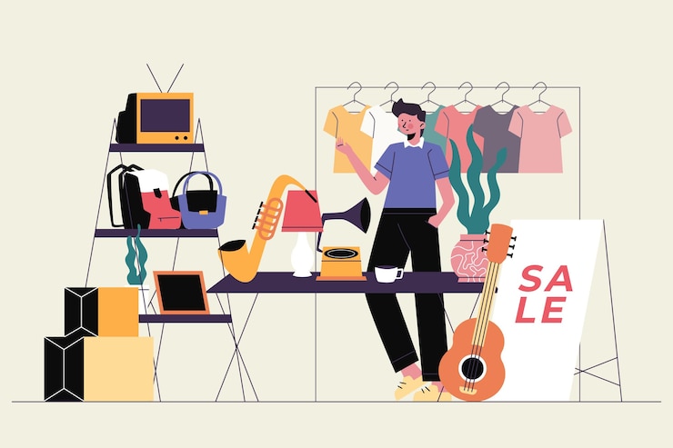 Free Vector hand drawn flea market concept illustrated