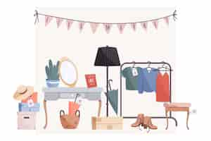 Free vector hand drawn flea market concept