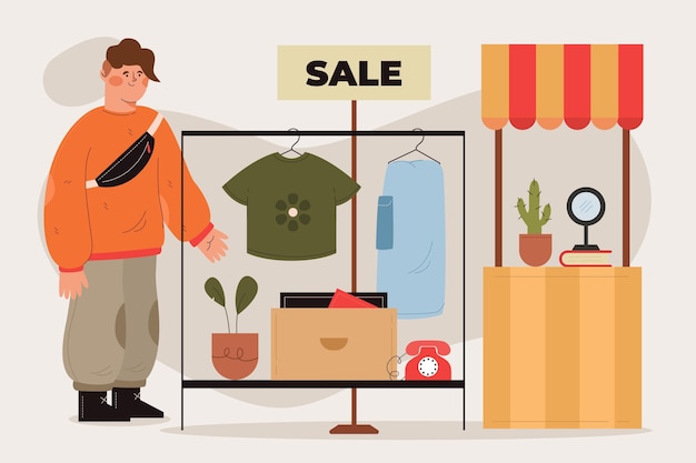 Free vector hand drawn flea market concept