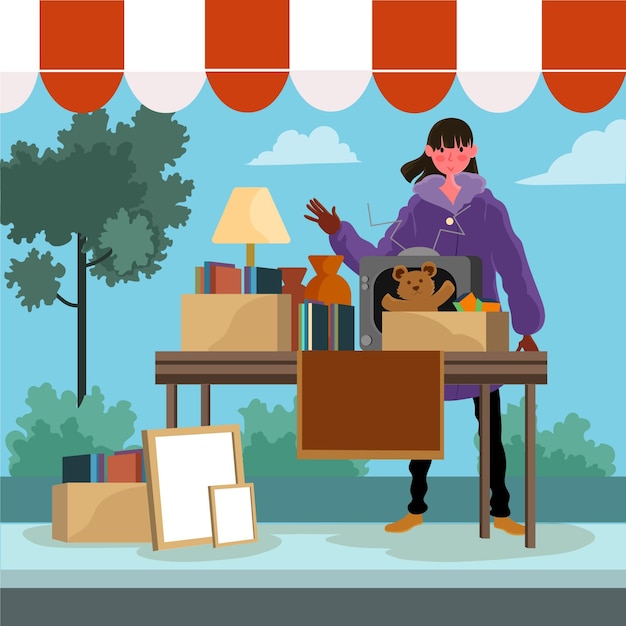 Free vector hand drawn flea market concept