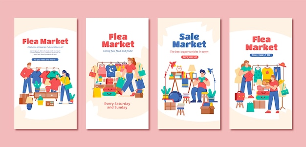 Free vector hand drawn flea market design template