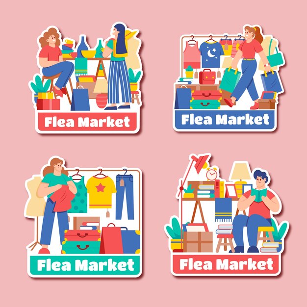 Hand drawn flea market design template