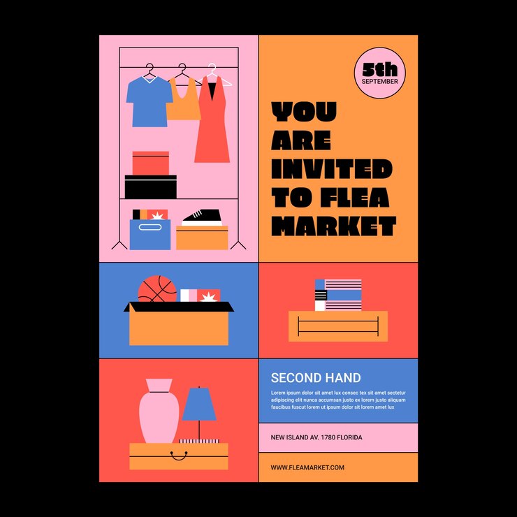 Free Vector hand drawn flea market design template